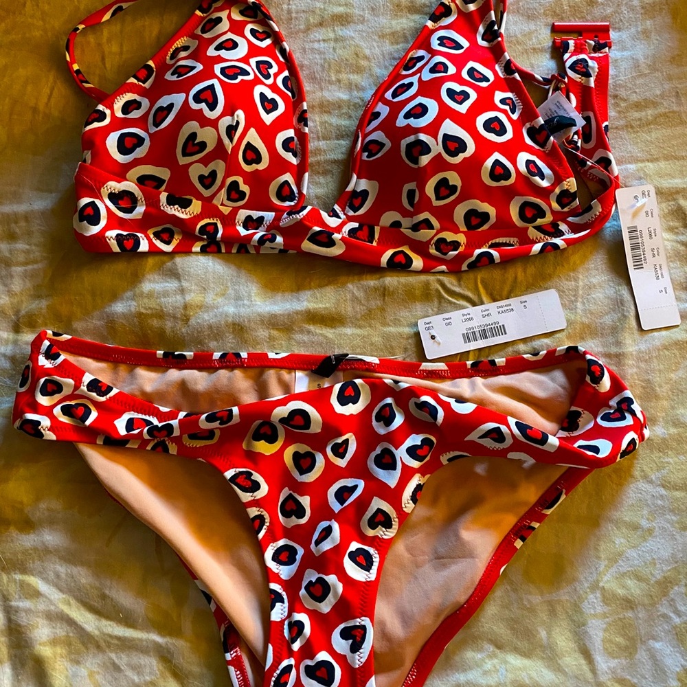 Jcrew heart print bikini set
